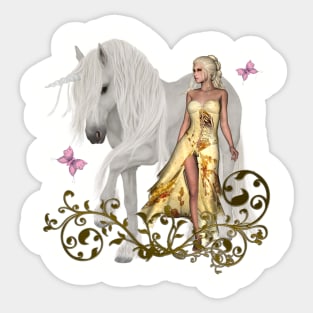 Wonderful unicorn with fairy Sticker